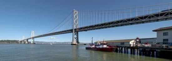 Bridge across a bay Bay Bridge San Francisco Bay San Francisco California USA Canvas Art - Panoramic Images (36 x 13)