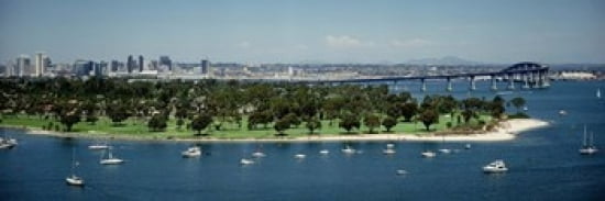 Bridge across a bay Coronado Bridge San Diego California USA Canvas Art - Panoramic Images (36 x 12)