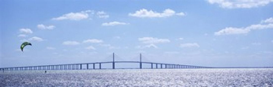 Bridge across a bay Sunshine Skyway Bridge Tampa Bay Florida USA Canvas Art - Panoramic Images (18 x 6)