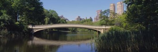 Bridge across a lake Central Park New York City New York State USA Canvas Art - Panoramic Images (36 x 12)