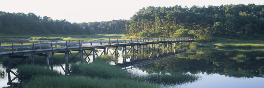 Bridge across a marsh Massachusetts USA Canvas Art - Panoramic Images (6 x 18)