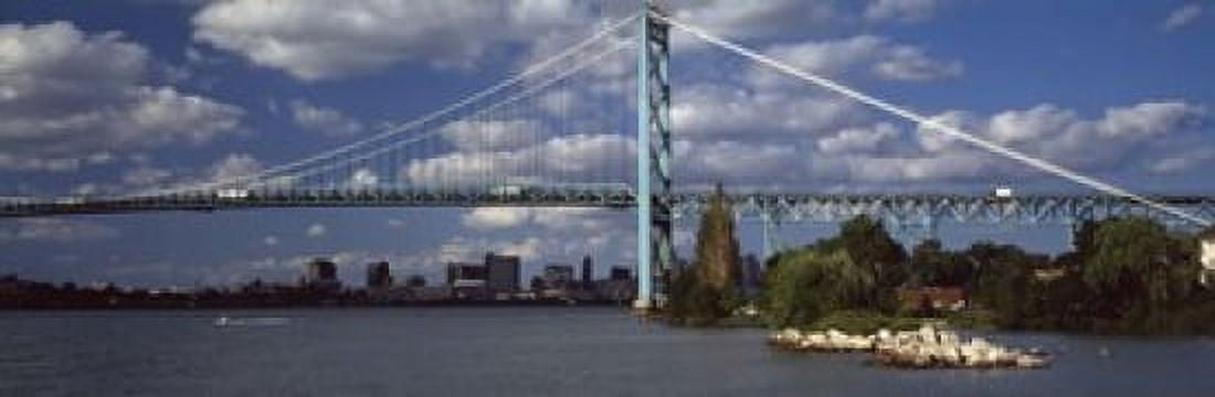 Bridge across a river Ambassador Bridge Detroit River Detroit Wayne County Michigan USA Canvas Art - Panoramic Images (18 x 6)