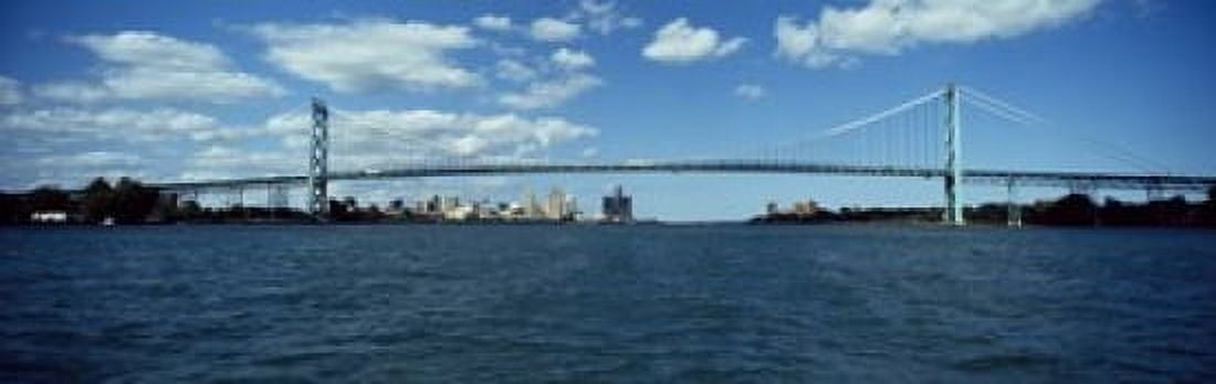 Bridge across a river Ambassador Bridge Detroit River Detroit Wayne County Michigan USA Canvas Art - Panoramic Images (18 x 6)