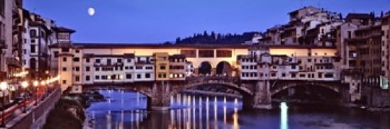 Bridge across a river Arno River Ponte Vecchio Florence Tuscany Italy Canvas Art - Panoramic Images (36 x 12)