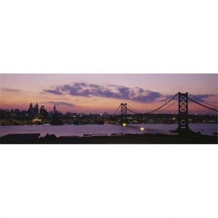 Bridge across a river Ben Franklin Bridge Philadelphia Pennsylvania USA Poster Print by - 36 x 12