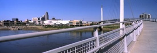 Bridge across a river Bob Kerrey Pedestrian Bridge Missouri River Omaha Nebraska USA Canvas Art - Panoramic Images (18 x 7)