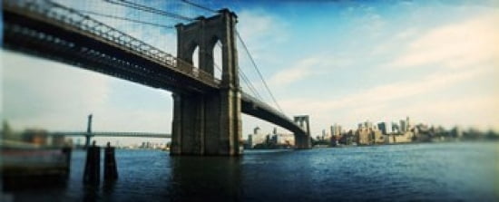 Bridge across a river Brooklyn Bridge East River Brooklyn New York City New York State USA Canvas Art - Panoramic Images (30 x 12)