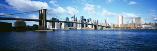 Bridge across a river Brooklyn Bridge East River Manhattan New York City New York State USA Canvas Art - Panoramic Images (36 x 12)