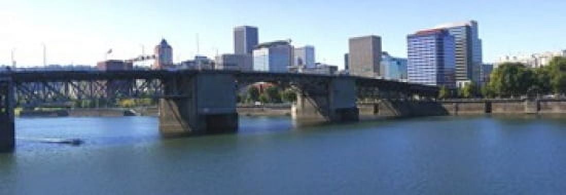 Bridge across a river Burnside Bridge Willamette River Portland Multnomah County Oregon USA 2010 Canvas Art - Panoramic Images (18 x 7)