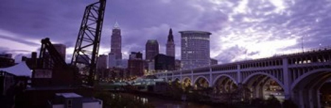 Bridge across a river Detroit Avenue Bridge Cleveland Ohio USA Canvas Art - Panoramic Images (18 x 6)