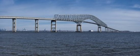 Bridge across a river Francis Scott Key Bridge Patapsco River Baltimore Maryland USA Canvas Art - Panoramic Images (15 x 6)