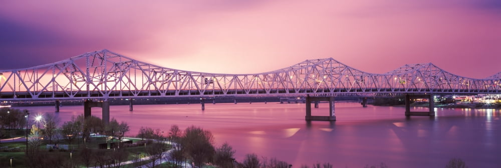 Bridge across a river John F Kennedy Memorial Bridge Louisville Kentucky USA Canvas Art - Panoramic Images (36 x 12)