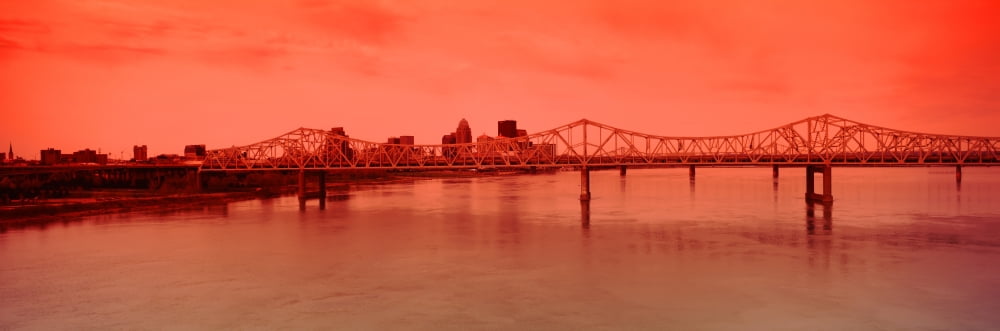 Bridge across a river John F Kennedy Memorial Bridge Louisville Kentucky USA Canvas Art - Panoramic Images (36 x 12)
