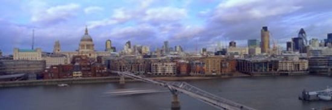 Bridge across a river London Millennium Footbridge St Pauls Cathedral London England 2008 Canvas Art - Panoramic Images (18 x 6)