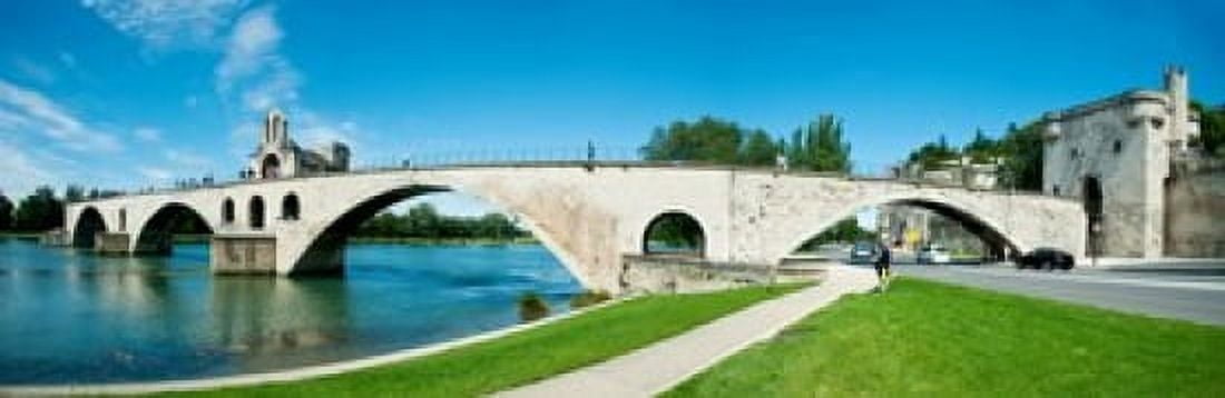 Bridge across a river Pont Saint-Benezet Rhone River Avignon Vaucluse Provence-Alpes-Cote dAzur France Canvas Art - Panoramic Images (36 x 12)