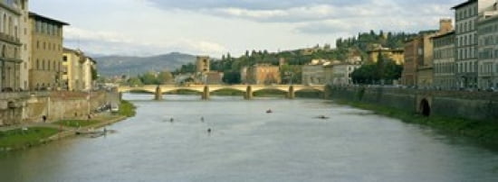 Bridge across a river Ponte Alle Grazie Arno River Florence Tuscany Italy Canvas Art - Panoramic Images (36 x 13)
