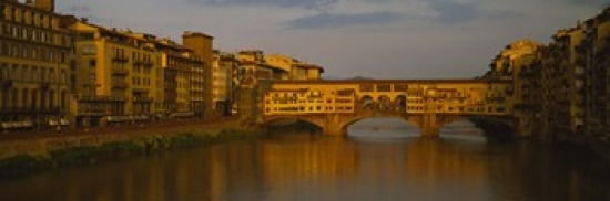 Bridge across a river Ponte Vecchio Arno River Florence Tuscany Italy Canvas Art - Panoramic Images (36 x 12)