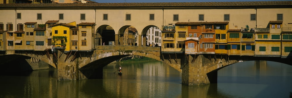 Bridge across a river Ponte Vecchio Arno River Florence Tuscany Italy Canvas Art - Panoramic Images (36 x 12)