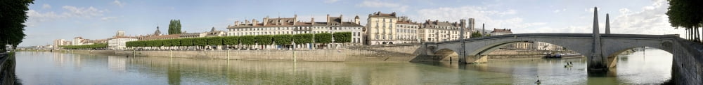 Bridge across a river Quai De lHospital Chalon-Sur-Saone Burgundy France Canvas Art - Panoramic Images (44 x 6)
