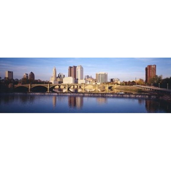 Bridge across a river Scioto River Columbus Ohio USA Canvas Art - Panoramic Images (18 x 6)