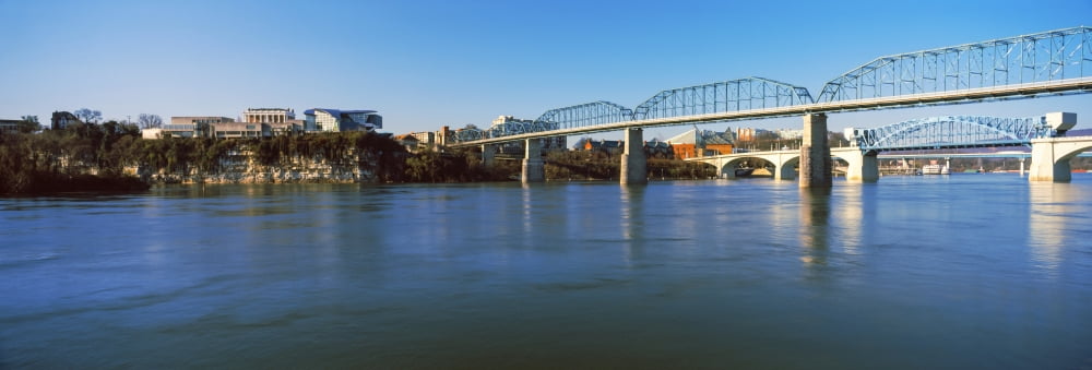 Bridge across a river Walnut Street Bridge Tennessee River Chattanooga Tennessee USA Canvas Art - Panoramic Images (36 x 12)