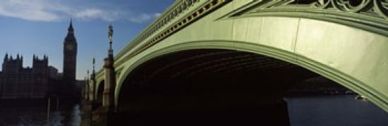 Bridge across a river Westminster Bridge Big Ben Houses Of Parliament City Of Westminster London England Canvas Art - Panoramic Images (36 x 12)