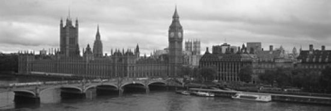 Bridge across a river Westminster Bridge Big Ben Houses of Parliament City Of Westminster London England Canvas Art - Panoramic Images (18 x 6)