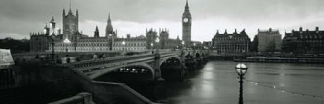 Bridge across a river Westminster Bridge Houses Of Parliament Big Ben London England Canvas Art - Panoramic Images (18 x 6)