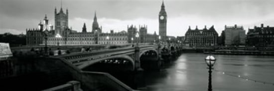 Bridge across a river Westminster Bridge Houses Of Parliament Big Ben London England Canvas Art - Panoramic Images (36 x 12)