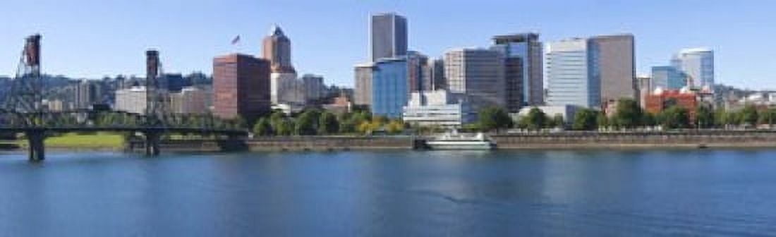 Bridge across a river Willamette River Portland Oregon USA 2010 Canvas Art - Panoramic Images (15 x 5)