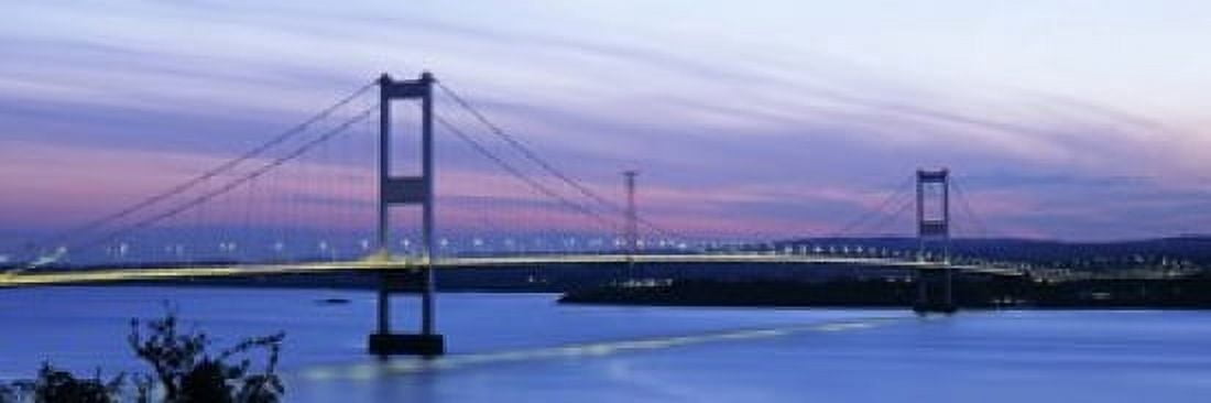 Bridge across a river at dusk Severn Bridge Aust Gloucestershire England Canvas Art - Panoramic Images (18 x 6)