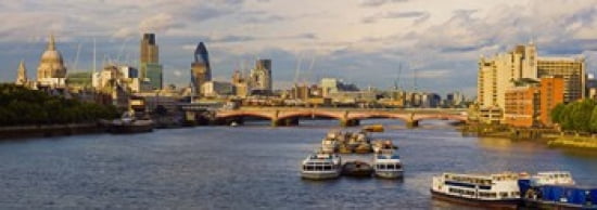 Bridge across a river with a cathedral Blackfriars Bridge St Pauls Cathedral Thames River London England Canvas Art - Panoramic Images (36 x 13)
