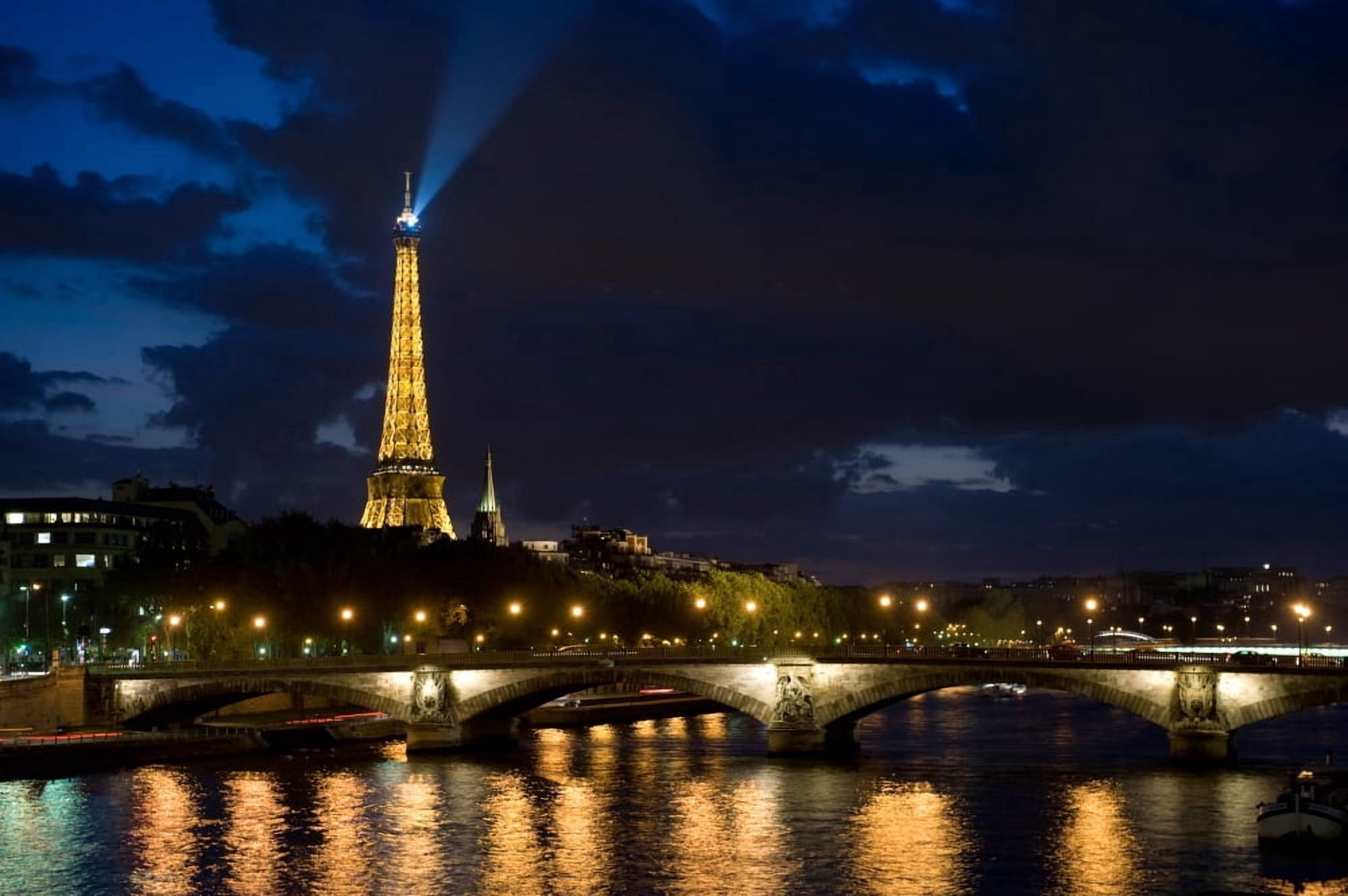 Bridge across a river with a tower in the background Eiffel Tower Paris Ile-De-France France Canvas Art - Panoramic Images (27 x 9)