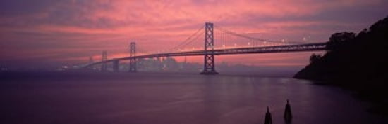 Bridge across a sea Bay Bridge San Francisco California USA Canvas Art - Panoramic Images (36 x 12)