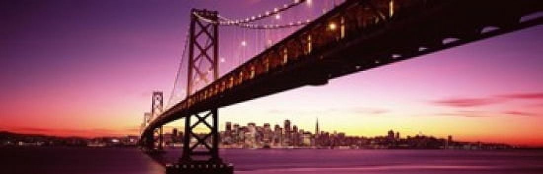 Bridge across a bay with city skyline in the background Bay Bridge San Francisco Bay San Francisco California USA Canvas Art - Panoramic Images (18 x 6)
