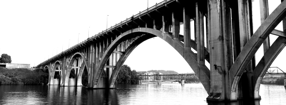 Bridge across river Henley Street Bridge Tennessee River Knoxville Knox County Tennessee USA Canvas Art - Panoramic Images (13 x 36)