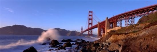 Bridge across the bay San Francisco Bay Golden Gate Bridge San Francisco Marin County California USA Canvas Art - Panoramic Images (36 x 12)
