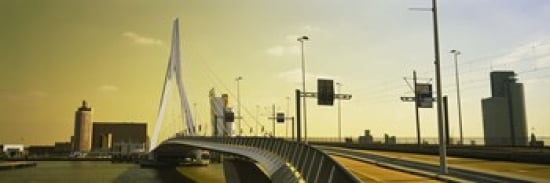 Bridge across the river Erasmus Bridge Rotterdam Netherlands Canvas Art - Panoramic Images (36 x 12)