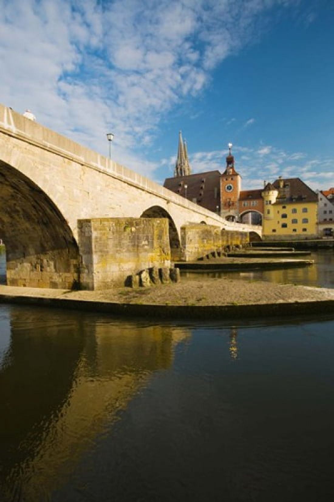 Bridge across the river Steinerne Bridge Danube River Regensburg Bavaria Germany Canvas Art - Panoramic Images (24 x 36)