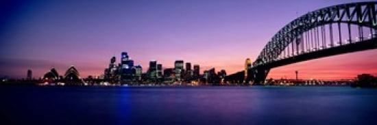 Bridge across the sea Sydney Opera House Sydney Harbor Bridge Milsons Point Sydney New South Wales Australia Canvas Art - Panoramic Images (36 x 12)