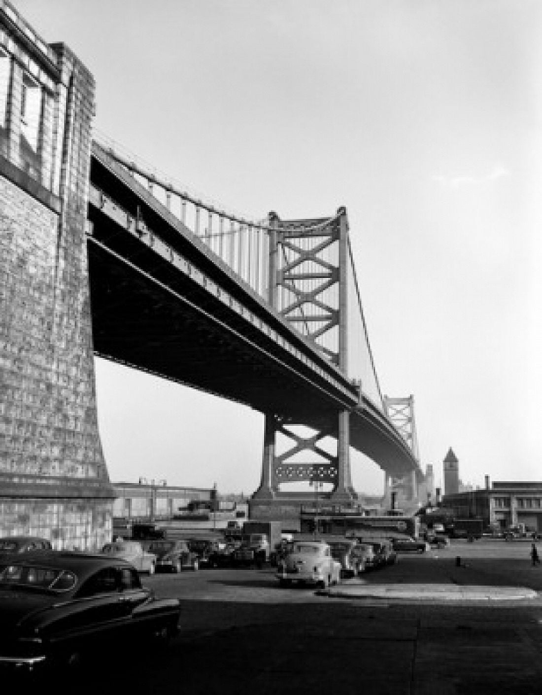 Bridge and cars in city low angle view Canvas Art - (24 x 36)