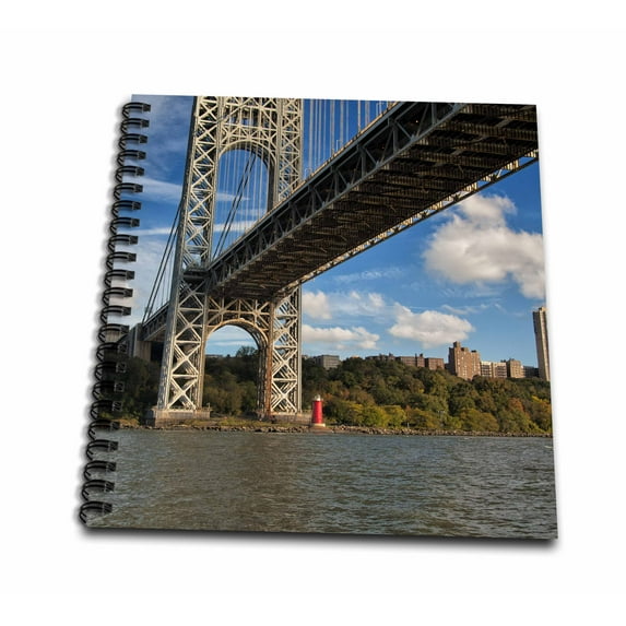 3dRose, Bridge and little red lighthouse, Mini Notepad 4 x 4 inch