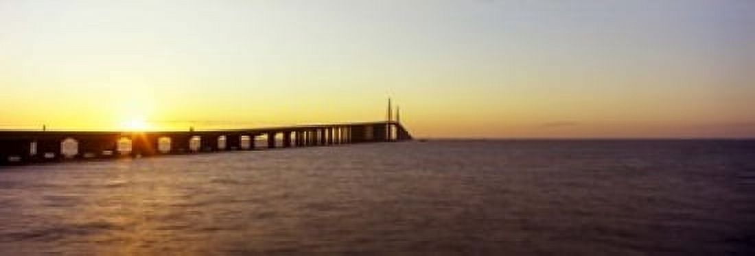 Bridge at sunrise Sunshine Skyway Bridge Tampa Bay St Petersburg Pinellas County Florida USA Canvas Art - Panoramic Images (18 x 6)