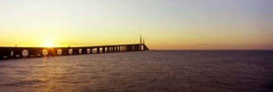 Bridge at sunrise Sunshine Skyway Bridge Tampa Bay St Petersburg Pinellas County Florida USA Canvas Art - Panoramic Images (36 x 12)