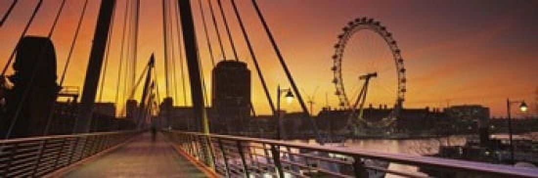 Bridge with ferris wheel Golden Jubilee Bridge Thames River Millennium Wheel City Of Westminster London England Canvas Art - Panoramic Images (18 x 6)