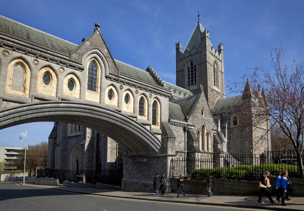 Bridge from the Synod Hall to Christ Church Cathedral Rebuilt in 1878 Dublin City Ireland Canvas Art - Panoramic Images (36 x 24)