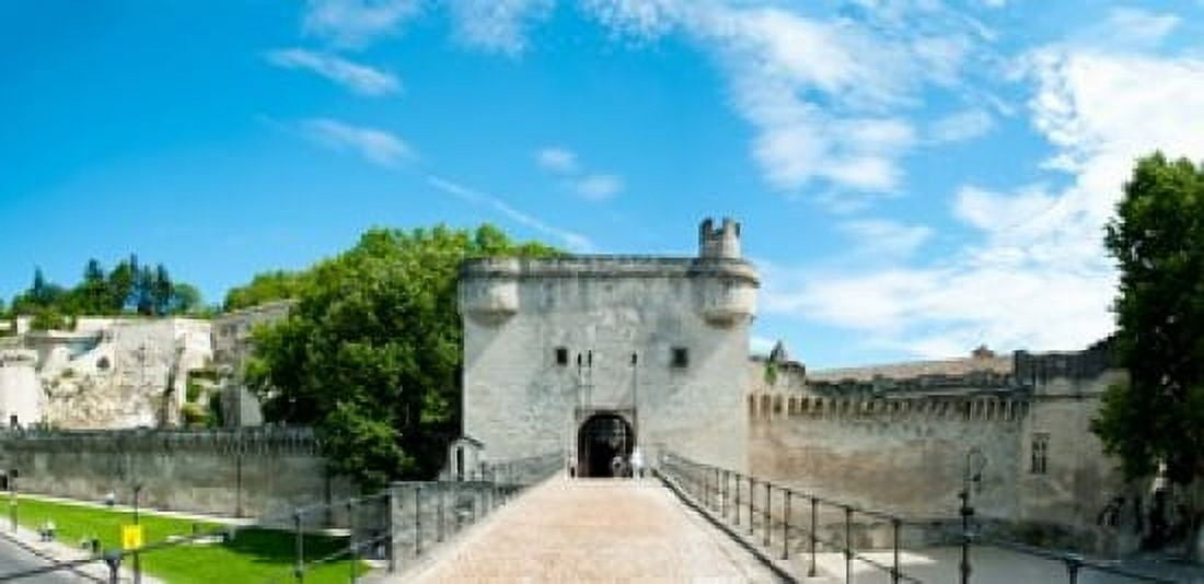 Bridge leading to the city gate Pont Saint-Benezet Rhone River Avignon Vaucluse Provence-Alpes-Cote dAzur France Canvas Art - Panoramic Images (24 x 12)