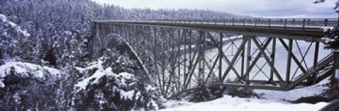 Bridge leading to a forest Deception Pass Bridge Deception Pass State Park Washington State USA Canvas Art - Panoramic Images (36 x 12)
