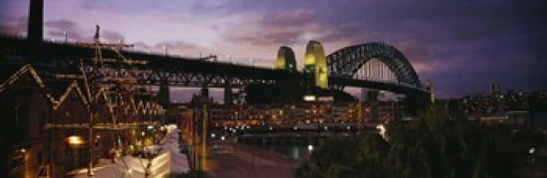 Bridge lit up at night Sydney Harbor Bridge Sydney New South Wales Australia Canvas Art - Panoramic Images (18 x 6)