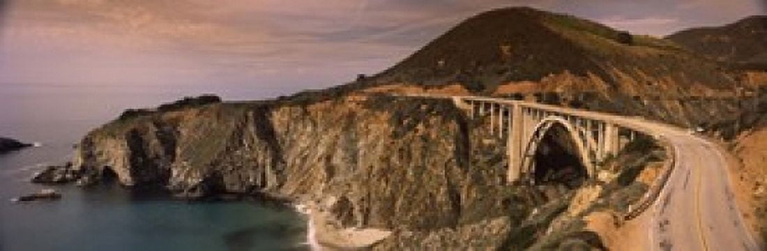 Bridge on a hill Bixby Bridge Big Sur California USA Canvas Art - Panoramic Images (18 x 6)